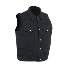 Load image into Gallery viewer, Snap Front Men's Denim Motorcycle Vest  - Black