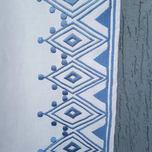 Load image into Gallery viewer, Blue Moroccan Embroidery Curtain Panels