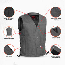 Load image into Gallery viewer, Men's Rough Rub-Off Raw Finish Broken Gray Denim Vest