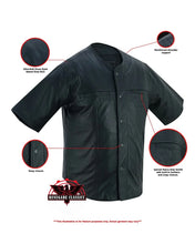 Load image into Gallery viewer, Men's  Leather Baseball Motorcycle Shirt - Black