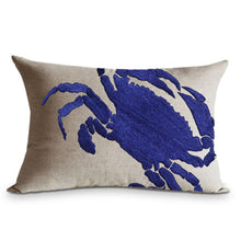 Load image into Gallery viewer, Sea Life Embroidered Linen Pillow Cover