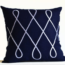 Load image into Gallery viewer, Blue Throw Pillow Covers, Navy Blue Pillow Cover, Embroidered Pillow Cover