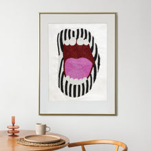 Load image into Gallery viewer, Black White Stripes Lipstick Wall Art