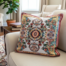 Load image into Gallery viewer, Tache Elegant Ivory Colorful Ornate Paisley Woven Tapestry Throw Pillow Cover (18193)