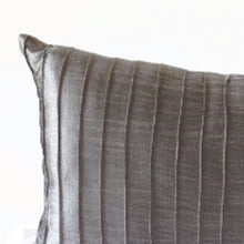 Load image into Gallery viewer, Decorative Accent Pillow Cover Grey Silk Pleated Textured Lumbar Pillow Host Gift Bedding