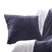 Load image into Gallery viewer, Tache Faux Fur Steel Navy Blue Diamond Trellis Pattern Cushion Cover / Euro Sham (3390)