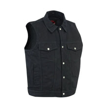 Load image into Gallery viewer, Men's Snap/Zipper Front Black  Denim Motorcycle Vest