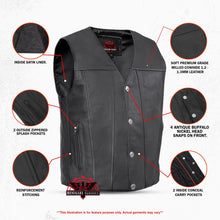 Load image into Gallery viewer, Buffalo Nickel Black Leather Vest for Men - Customizable Back &amp; Satin Liner