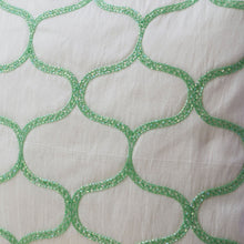 Load image into Gallery viewer, Decorative Pillow In Soft Pastel Green Geometric Pillows Ivory Silk Sashiko Pattern