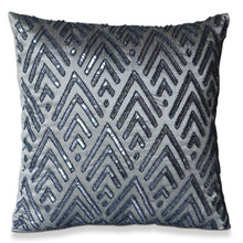 Load image into Gallery viewer, Decorative Faux Silk Mountain Pattern Pillow Cover With Hand Embroidered Sequins And Beads -Elegant Home And Living Decor Idea
