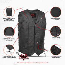 Load image into Gallery viewer, Men's Traditional Leather side lacing Vest - Black
