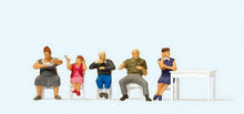 Load image into Gallery viewer, Preiser 10577 HO Scale Pedestrians -- At the Table pkg(5) w/Table &amp; Chairs