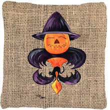 Load image into Gallery viewer, Halloween Pumpkin Bat Fleur de lis Decorative   Canvas Fabric Pillow