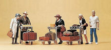 Load image into Gallery viewer, Preiser 10459 HO Scale Passengers -- Travellers w/Luggage Carts