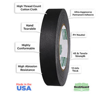 Load image into Gallery viewer, 1&quot; BookGuard™ Premium Cloth Book Binding Repair Tape: 30 yds, Black