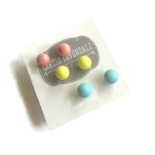 Load image into Gallery viewer, Spring Sherbert | 8mm Vintage Lucite Triple Stud Earrings Set