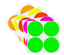 Load image into Gallery viewer, 2&quot; Removable Round Color Coding Sheeted Dot Kit (Fluorescent): 100/Pack