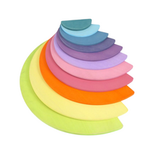 Load image into Gallery viewer, 11 Pcs Large Wooden Rainbow Stacking Semi-circles Building Boards Set in Pastel/Macaron Colors 