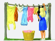Load image into Gallery viewer, Preiser 28110 HO Scale Laundry Day -- Woman Hanging Clothes