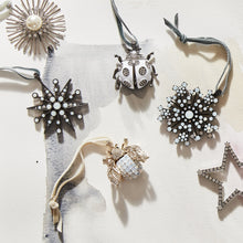 Load image into Gallery viewer, Sparkle snowflake ornament, black with opal