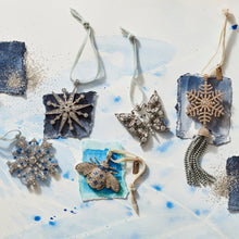 Load image into Gallery viewer, Sparkle snowflake ornament, sapphire