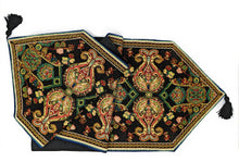 Load image into Gallery viewer, Tache Elegant Black Ornate Paisley Woven Tapestry Table Runner (18192)