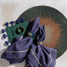 Load image into Gallery viewer, Stripey bee resin napkin rings, green tortoiseshell, set of four