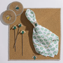 Load image into Gallery viewer, Sparkle bee napkin rings, emerald, set of two
