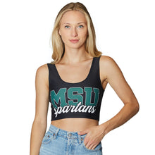 Load image into Gallery viewer, Michigan State Black Crop Tank Top