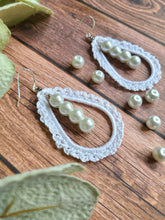 Load image into Gallery viewer, White Lace Teardrop Earrings