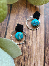 Load image into Gallery viewer, Black and Turquoise Post Earrings