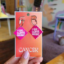Load image into Gallery viewer, Pink Zodiac Engraved Earrings