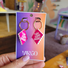 Load image into Gallery viewer, Pink Zodiac Engraved Earrings