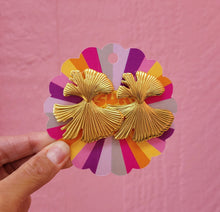 Load image into Gallery viewer, Titanium Ginkgo Dangly Studs