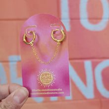 Load image into Gallery viewer, Double Pierced Chain Hoop Earring