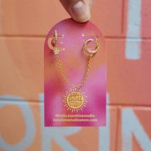 Load image into Gallery viewer, Double Pierced Chain Hoop Earring