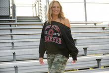Load image into Gallery viewer, Ohio State OSU Buckeyes Black Off the Shoulder Sweatshirt