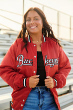 Load image into Gallery viewer, Ohio State OSU Buckeyes Satin Letterman Bomber Jacket