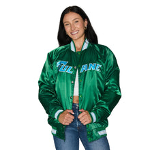 Load image into Gallery viewer, Tulane Satin Letterman Bomber Jacket