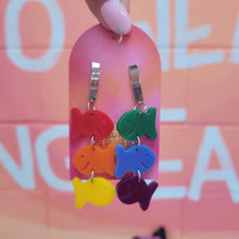 Load image into Gallery viewer, Rainbow Cracker Fish Dangle Earrings