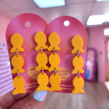 Load image into Gallery viewer, Cheddar Fish Cracker - Triple Dangle Earring