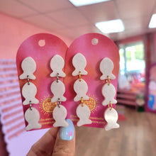 Load image into Gallery viewer, Parmesan Fish Cracker - Triple Dangle Earring