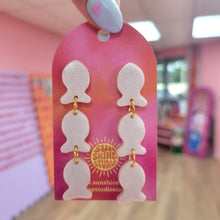 Load image into Gallery viewer, Parmesan Fish Cracker - Triple Dangle Earring