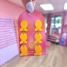 Load image into Gallery viewer, Cheddar Fish Cracker - Triple Dangle Earring
