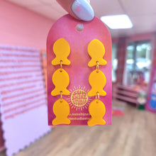 Load image into Gallery viewer, Cheddar Fish Cracker - Triple Dangle Earring