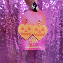 Load image into Gallery viewer, Lovely Jack-O-Lantern Heart Earrings