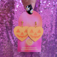 Load image into Gallery viewer, Lovely Jack-O-Lantern Heart Earrings