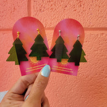 Load image into Gallery viewer, Translucent Green Christmas Tree Earrings