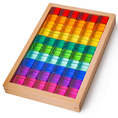**Pre-order (Ships in 3-4 Weeks)**60 Pcs Rainbow Translucent Lucite Cubes Set with Storage Tray