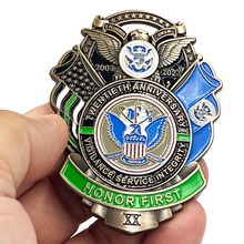 Load image into Gallery viewer, CL2-16 Large 3 inch 20th Anniversary CBP Border Patrol Agent Commemorative Honor First Thin Green Line Pin not a Challenge Coin